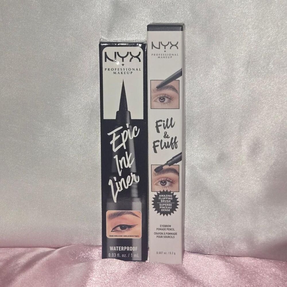 NYX Epic Ink Liner and Fill & Fluff Eyebrow Pencil in black